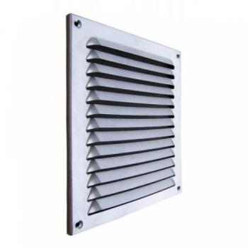 Lüftungsgitter Edelstahl 230 x 240 mm mit Insektenschutz, Schrauben, Dübel