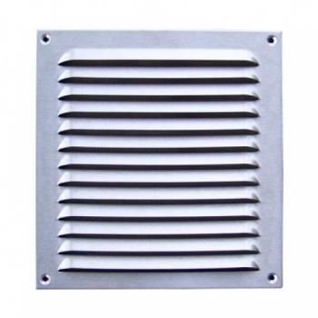 Lüftungsgitter Edelstahl 230 x 240 mm mit Insektenschutz, Schrauben, Dübel