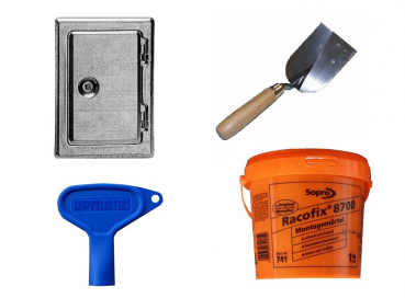 Set Kamintür verzinkt Einbaumass 18 x 25 cm