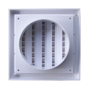 Lüftungsgitter weiss Kunststoff 250 x 250mm Stutzen DN 200 verschließbar