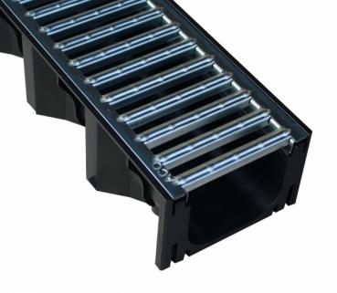 ACO Entwässerungsrinne 3er Set Länge 1 Meter, 1 x KG Bogen 110/87 Grad, 1 x KG Rohr 110/1 Meter, 1 x Schnurwasserwaage