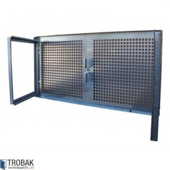 Stahlkellerfenster 2-flueglig festes Gitter 100 x 100 cm weiss RAL 9016