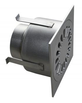 Hofablauf Edelstahl 200 x 200 mm Abgang senkrecht an 110er KG Rohr