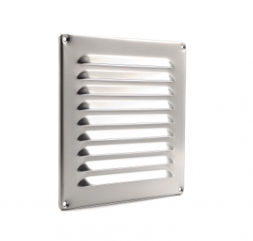 Lüftungsgitter Edelstahl 20 x 20 cm mit Insektenschutz, Schrauben, Dübel