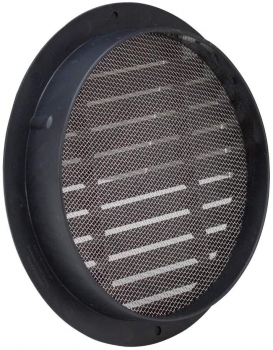 Lüftungsgitter rund Anthrazit mit Stutzen 150mm und Schaumgummidichtung