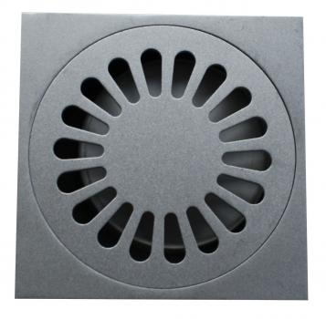 Hofablauf Edelstahl 200 x 200 mm Abgang senkrecht an 110er KG Rohr