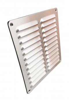Lüftungsgitter Edelstahl 215 x 215 mm mit Insektenschutz, Schrauben, Dübel