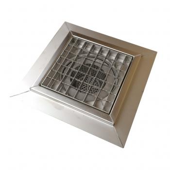 Bodenablauf Edelstahl 300 x 300mm Ablauf DN 75 waagerecht mit Flansch