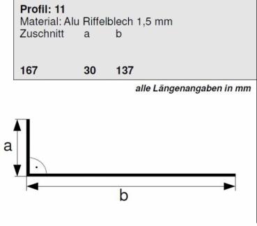 Aluminium Riffelblechprofil 30/137mm, Länge 1 Meter, HG 11
