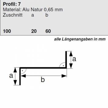 Aluminium Z-Profil 20/60/20 Länge 1 Meter, HG 7