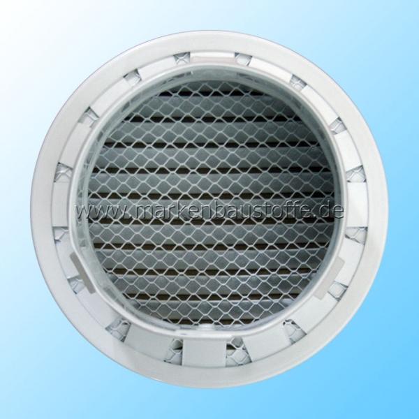 Lüftungsgitter Aluminium weiss mit Stutzen DN 95 - 100mm