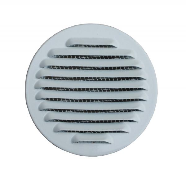 Lüftungsgitter Aluminium weiss mit Stutzen DN 115 - 120mm