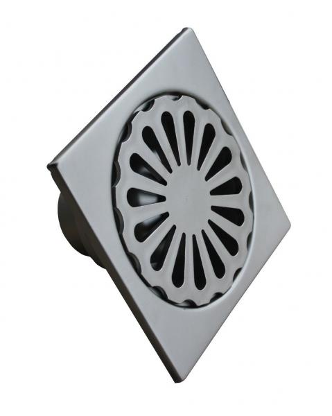 Hofablauf Edelstahl 300 x 300 mm Abgang senkrecht an 110er KG Rohr