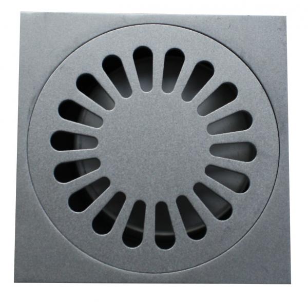 Hofablauf Edelstahl 200 x 200 mm Abgang senkrecht an 110er KG Rohr