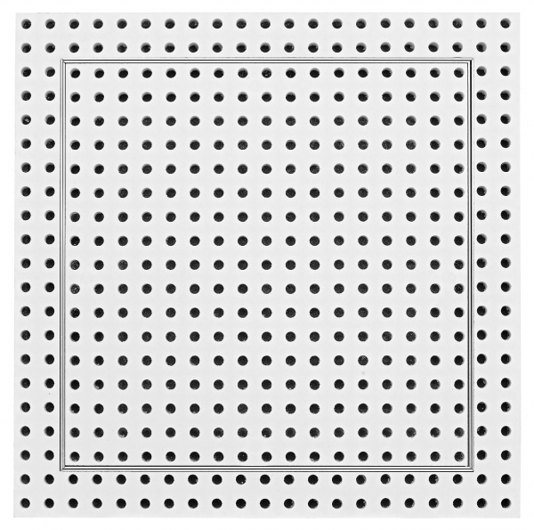 Revisionsklappe AluAkustik 300 x 300mm mit 12,5mm GKB-Einlage 8/18er Lochung Quadratisch, Vlies schwarz, Deckeneinbau