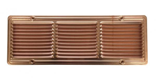Lüftungsgitter aus Kupfer 415 x 150 mm, incl. Insektenschutz, Edelstahlschrauben und Dübel