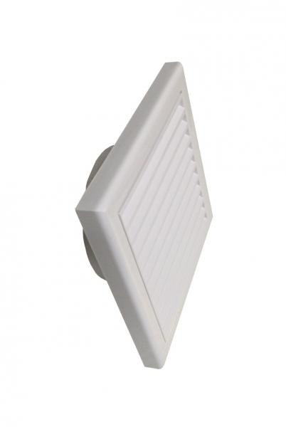 Lüftungsgitter weiss Kunststoff 154 x 154mm mit Stutzen DN 100